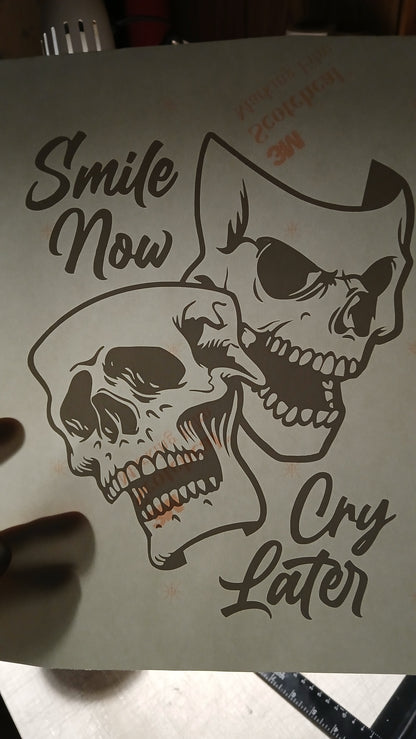 Skull Smile Now Cry Later Car Decal Sticker Trucks