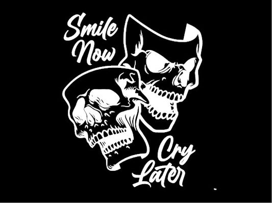 Skull Smile Now Cry Later Car Decal Sticker Trucks